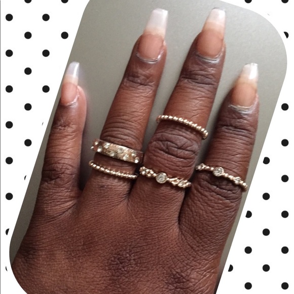 5 Stackable Rose Gold Plated Rings - Picture 4 of 4